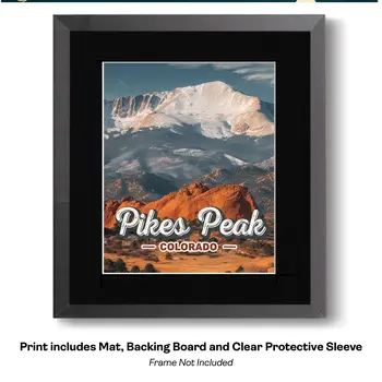 Pikes Peak Shadow Script Name Drop Art Print - 8"x10" Artwork for 11"x14" Frame