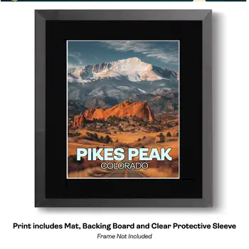 Pikes Peak Shadow Script Name Drop Art Print - 8"x10" Artwork for 11"x14" Frame