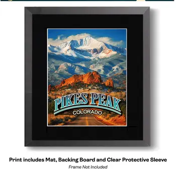 Pikes Peak Shadow Script Name Drop Art Print - 8"x10" Artwork for 11"x14" Frame