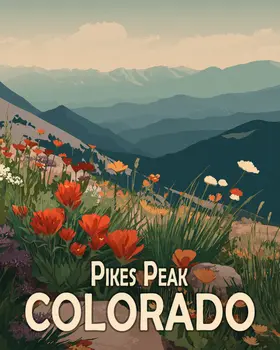 Pikes Peak Wildflowers Colorado Art Print - 8"x10" Artwork for 11"x14" Frame