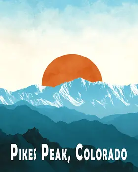 Pikes Peak Sunrise Colorado Art Print - 8"x10" Artwork for 11"x14" Frame