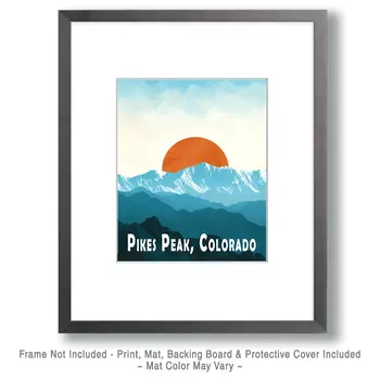 Pikes Peak Sunrise Colorado Art Print - 8"x10" Artwork for 11"x14" Frame