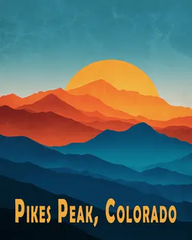 Vivid Pikes Peak Sunrise Colorado Art Print - 8"x10" Artwork for 11"x14" Frame