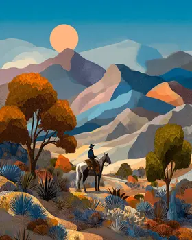 Early Mountain Ride American Southwest Art - 8"x10" Artwork for 11"x14" Frame