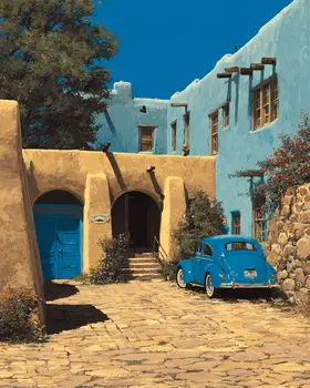 Blue Bug by Blue Adobe American Southwest Art - 8"x10" Artwork for 11"x14" Frame