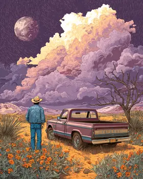 Lavender Cimarron Moonrise American Southwest Art - 8"x10" Artwork for 11"x14" Frame (Copy)