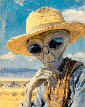 Old Resident Alien American Southwest Art - 8"x10" Artwork for 11"x14" Frame
