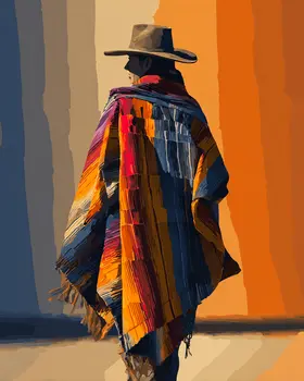Hombre en Poncho American Southwest Art - 8"x10" Artwork for 11"x14" Frame