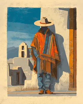 Hombre Relajante - American Southwest Art - 8"x10" Artwork for 11"x14" Frame
