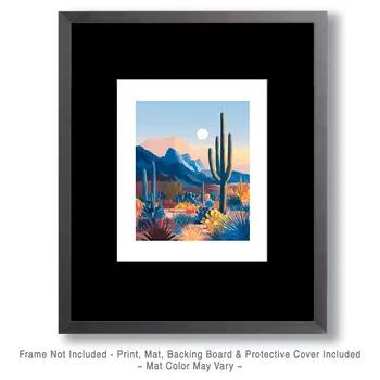 Pastel Desert Landscape American Southwest Art - 8"x10" Artwork for 11"x14" Frame
