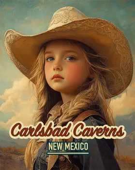 Carlsbad Caverns Little Miss Cowgirl Name Drop Art Print - 8"x10" Artwork for 11"x14" Frame