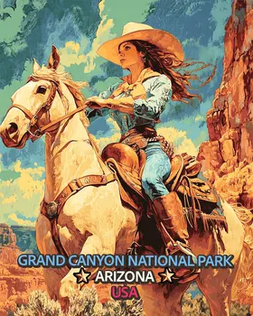 Grand Canyon Cowgirl Name Drop Art Print - 8"x10" Artwork for 11"x14" Frame