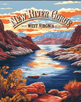 New River Gorge West Virginia Name Drop Art Print - 8"x10" Artwork for 11"x14" Frame