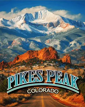 Pikes Peak Curved Name Drop Art Print - 8"x10" Artwork for 11"x14" Frame