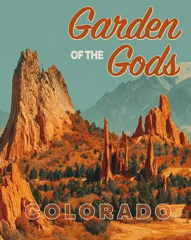 Retro Garden of the Gods Name Drop Art Print - 8"x10" Artwork for 11"x14" Frame