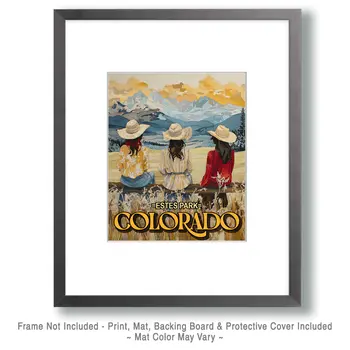 Three Estes Park Cowgirls Colorado Art Print - 8"x10" Artwork for 11"x14" Frame