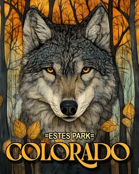 Estes Park Wolf Colorado Art Print - 8"x10" Artwork for 11"x14" Frame