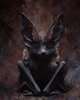 Bat Portrait Dark Academia Art Print - 8"x10" Artwork for 11"x14" Frame