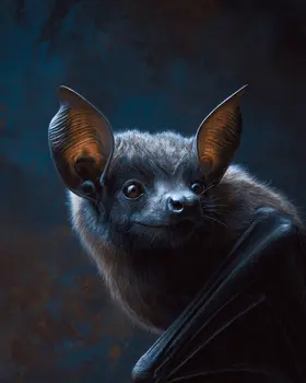 Goth Bat Portrait Dark Academia Art Print - 8"x10" Artwork for 11"x14" Frame