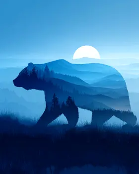 Wild Bear Spirit Wildlife Art Print - 8"x10" Artwork for 11"x14" Frame