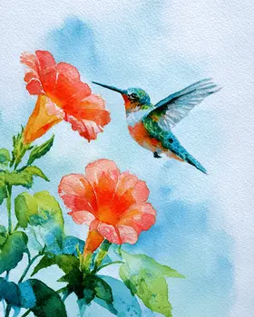 Watercolor Hummingbird Wildlife Art Print - 8"x10" Artwork for 11"x14" Frame