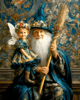 Warlock with Fairy - Dark Academia Art - 8"x10" Artwork for 11"x14" Frame