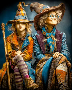 Teen Witch & Mom - Dark Academia Art - 8"x10" Artwork for 11"x14" Frame