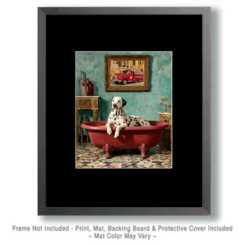 Dalmation in a Bathtub Bathroom Art Print - 8"x10" Artwork for 11"x14" Frame