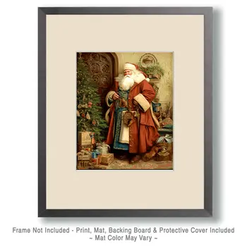Old World Style Santa Claus Christmas Art Print - 8"x10" Artwork
