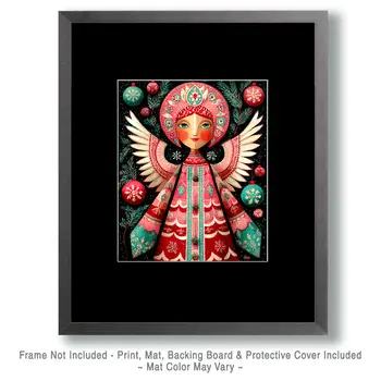 Pink Christmas Angel Christmas Art Print - 8"x10" Artwork