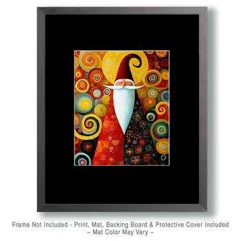 Boho Ho Ho Santa Claus Christmas Art Print - 8"x10" Artwork