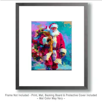 Impressionist Santa Claus Christmas Art Print - 8"x10" Artwork