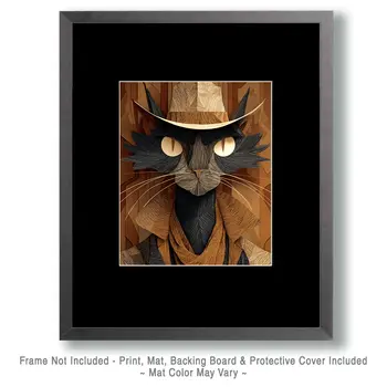 Gumshoe Cat - Cut Paper Art Print - 8"x10" Artwork for 11"x14" Frame
