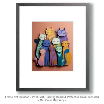 Cat Council - Cut Paper Art Print - 8"x10" Artwork for 11"x14" Frame