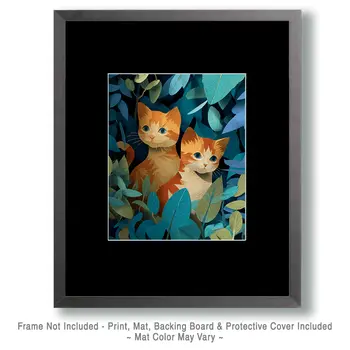 Curious Kittens - Cut Paper Art Print - 8"x10" Artwork for 11"x14" Frame