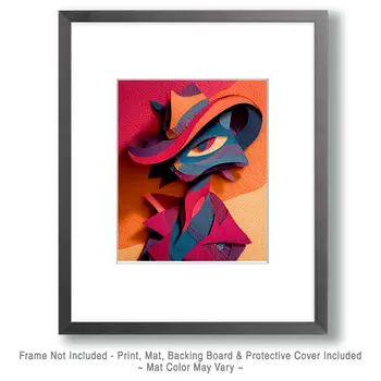 Spy Cat - Cut Paper Art Print - 8"x10" Artwork for 11"x14" Frame
