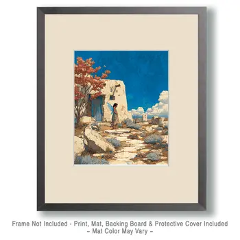 Blue Winged Fairy by Adobe House - Fairies Art Print - 8"x10" Artwork
