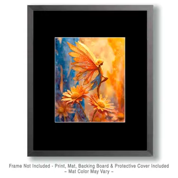 Gold Daisy Fairy - Fairies Art Print - 8"x10" Artwork
