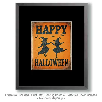 Happy Witches Halloween Sign Halloween Art Print - 8"x10" Artwork for 11"x14" Frame