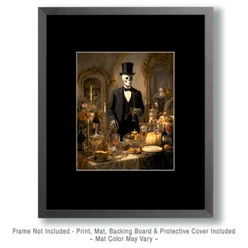 Skeleton Butler Dark Academia Art Print - 8"x10" Artwork for 11"x14" Frame