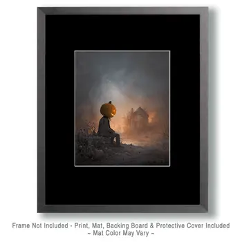 Sad Lonely Pumpkinhead Dark Academia Art Print - 8"x10" Artwork for 11"x14" Frame