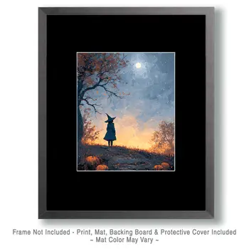 Young Witch Silhouette Dark Academia Art Print - 8"x10" Artwork for 11"x14" Frame
