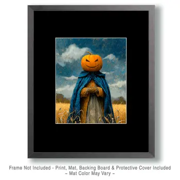 Evil Coniving Pumpkinhead Dark Academia Art Print - 8"x10" Artwork for 11"x14" Frame