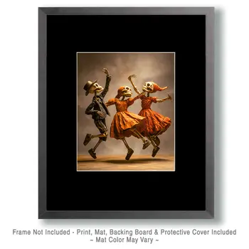 Tres Esqueletos Bailando Dark Academia Art Print - 8"x10" Artwork for 11"x14" Frame