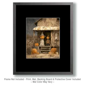 Pumpkinhead Country Couple Dark Academia Art Print - 8"x10" Artwork for 11"x14" Frame