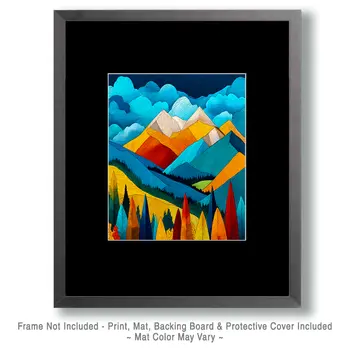 Colorful Mountains Nature Art Print - 8"x10" Artwork for 11"x14" Frame