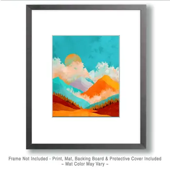 Bright Mountain Morning Nature Art Print - 8"x10" Artwork for 11"x14" Frame