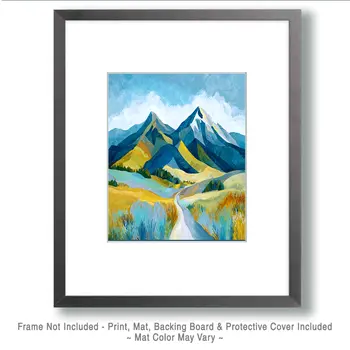 Path to Mountains Nature Art Print - 8"x10" Artwork for 11"x14" Frame