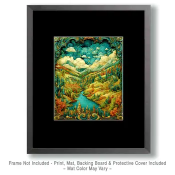 Mountain Fantasy Nature Art Print - 8"x10" Artwork for 11"x14" Frame