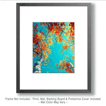 Brilliant Leaves Mountains Nature Art Print - 8"x10" Artwork for 11"x14" Frame